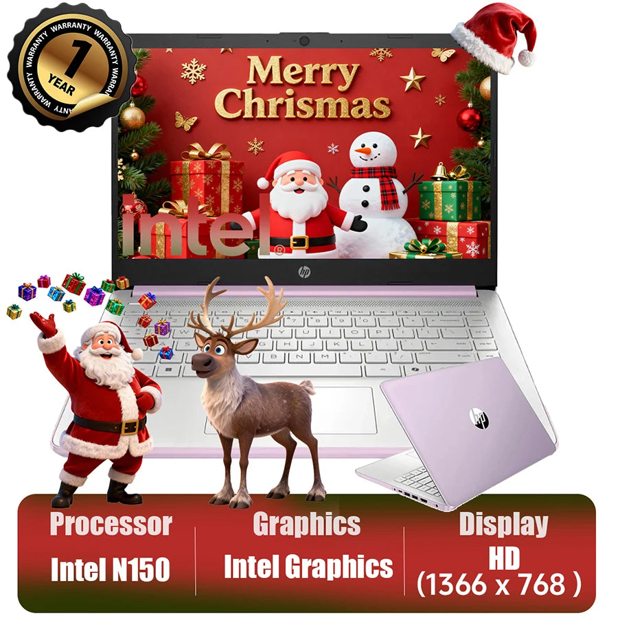 Hp 14" Hd Business Laptop,Intel Processor N150,Up To 16Gb Ram,128Gb Ufs, Intel Graphics,Wi-Fi 6,Windows 11 S,Honey Lavender