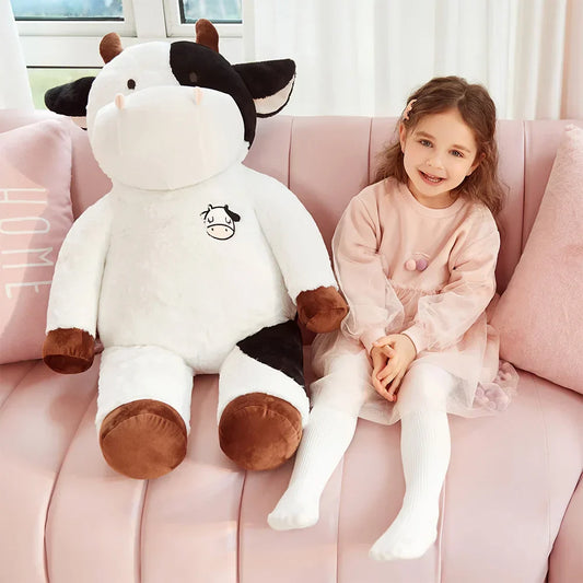 IKASA Giant Cow Stuffed Animal, 30 Inches Big Plush Toy, Large Gorgeous Jumbo Soft Toys, Huge Size Fluffy Plushy Fat Plushie
