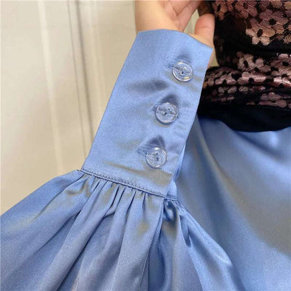 Islamic New Solid Satin/Round Neck Button up Shirt Elegant Long Dress With 3 Plies Pleated Slim Muslim Women's  Dress Set Robe