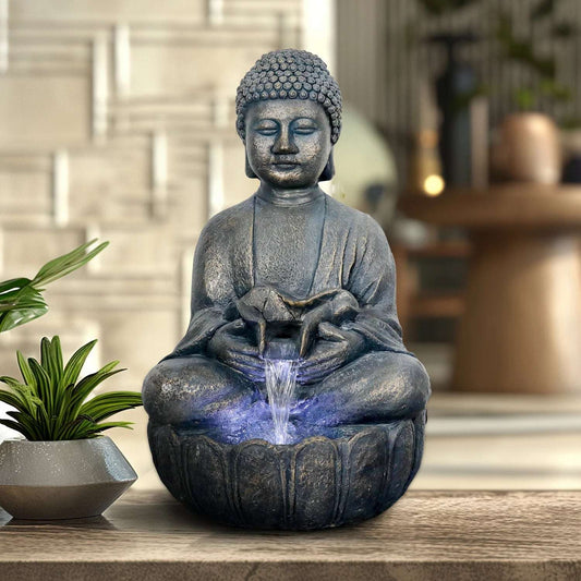 Naturefalls Buddha Fountain, Meditation Buddha Waterfall Fountain for Bedroom, Living Room, Garden Backyard Decoration-28.3 "