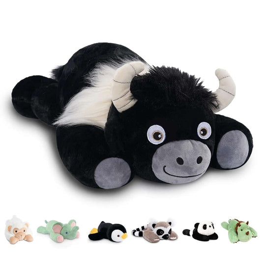 Niuniu Daddy 20" | 3.3 Pound Land Cow Weighted Plush Animals Large Land Cow Pillowfort Stuffed Lap Animal Toys For Kids