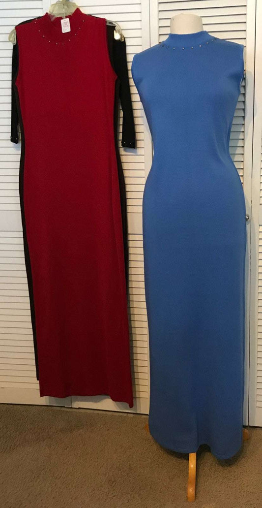 Women Dress Knit Blue Round-Collar Sleeveless Size S