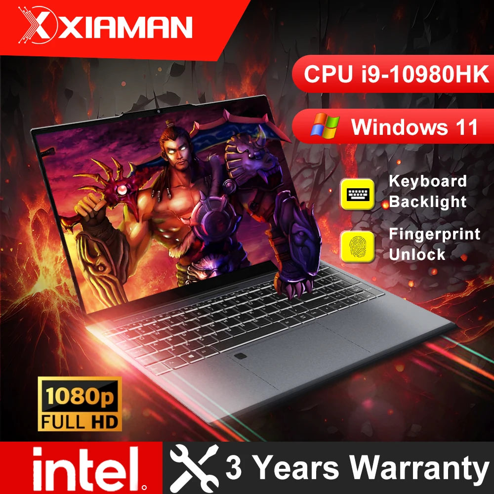 15.6 Inch Gaming Laptop Intel Core I9 10980Hk Ips 1920*1080 Notebook Pc Gamer 16Gb Ram 1Tb Ssd Windows 11 Pro Laptop Computer