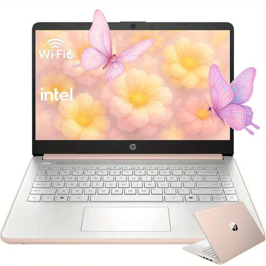 Hp 14" Hd Business Laptop,Intel Processor N150,4Gb Ram,128Gb Ufs,Intel Graphics,Wi-Fi 6,Windows 11 Home,Pale Rose Gold