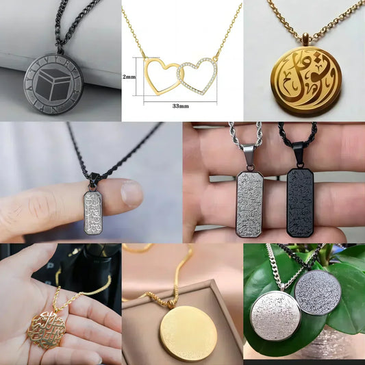 Mydiy  Muslim Jewelry Collection Eid Gift Jewelry For Women'S Men'S Pearl Necklace Double Heart Pop Arabic Jewelry