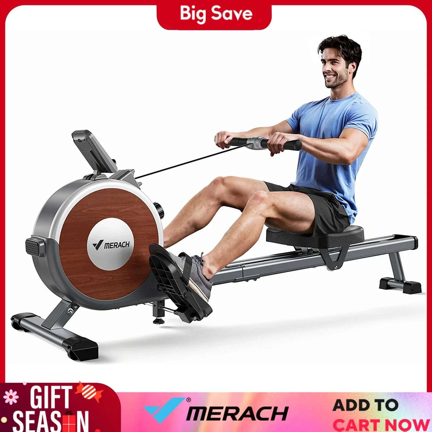 Rowing Machine Magnetic Rower Machine For Home 16 Levels Of Quiet Resistance Dual Slide Rail Max 350Lb Weight Capacity