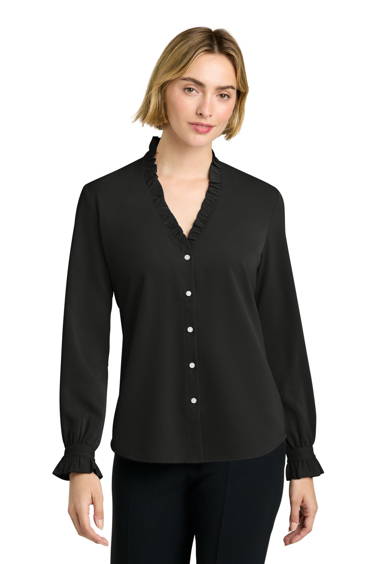 Brooks Brothers Women's Long Sleeve Ruffle Collar Blouse BB18011