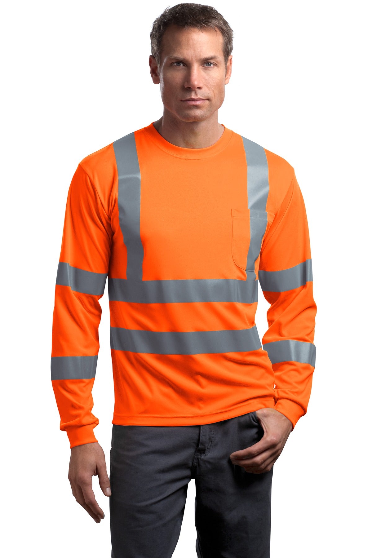 CornerStone ANSI 107 Class 3 Long Sleeve Snag-Resistant Reflective T-Shirt. CS409