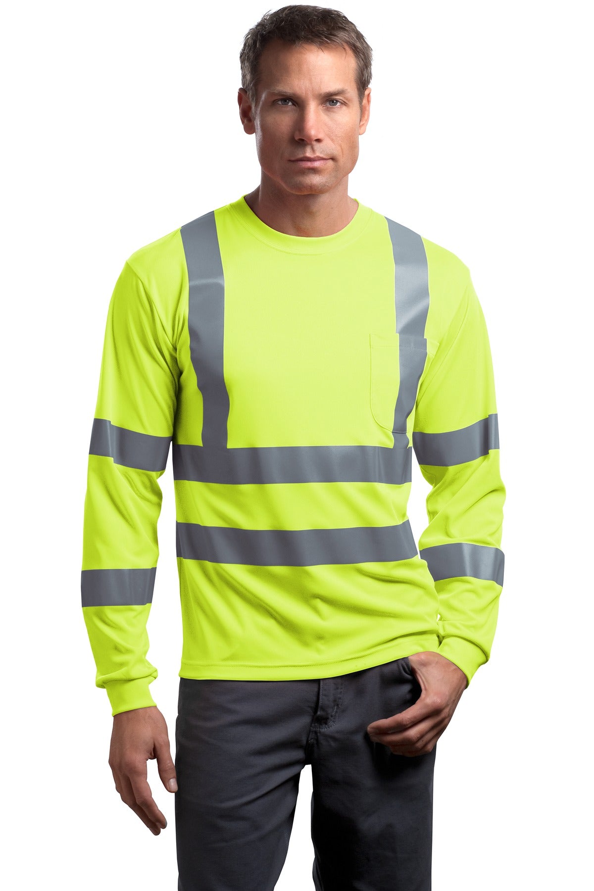 CornerStone ANSI 107 Class 3 Long Sleeve Snag-Resistant Reflective T-Shirt. CS409
