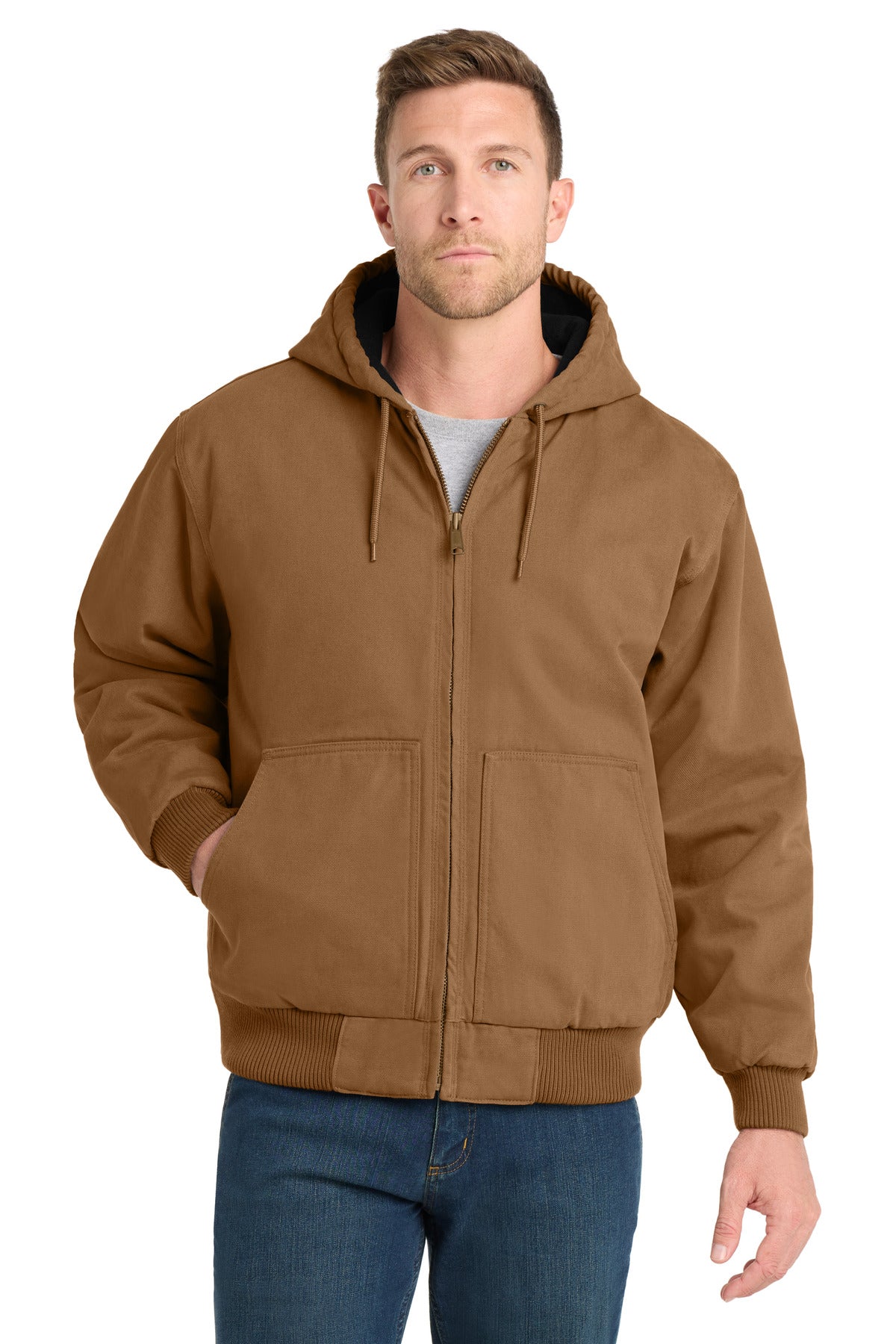 CornerStone Washed Duck Cloth Insulated Hooded Work Jacket. CSJ41