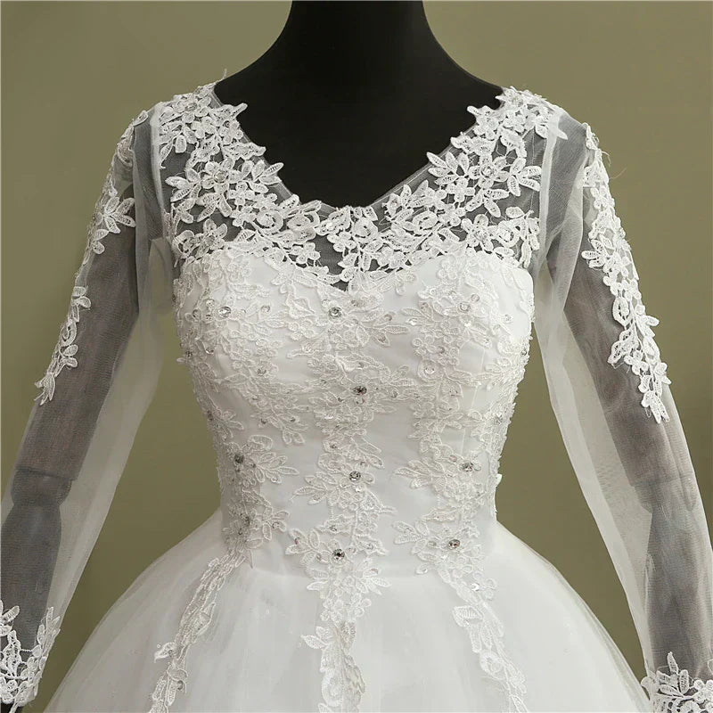 Bridal Ball Gown V Neck Wedding Dress Customized Vestido De Novia Prin