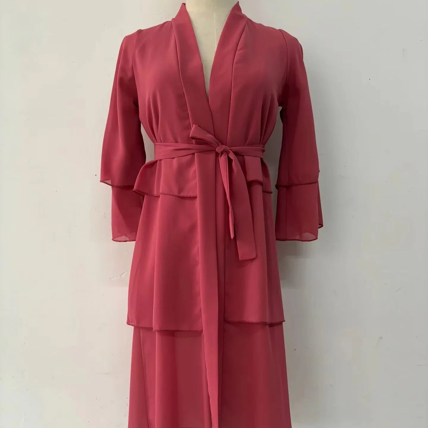 Wholesale Islamic Clothing Dubai Turkey Kid Abaya Babygirl's Muslim Dress 3-Layer Chiffon Open Abaya for Child