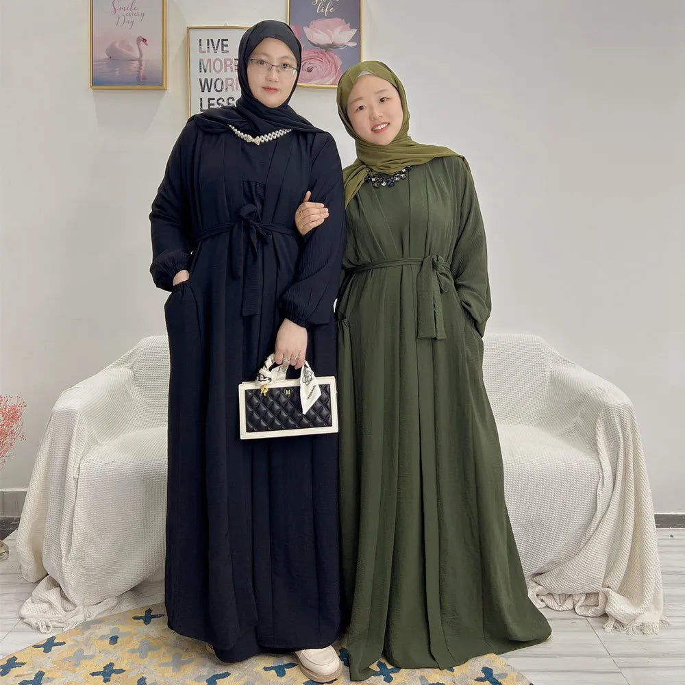Loriya Wholesale Closed Abaya Women Clothing Islamic  Dubai Pakistan Plus Size Black Abaya Women Muslim Dress