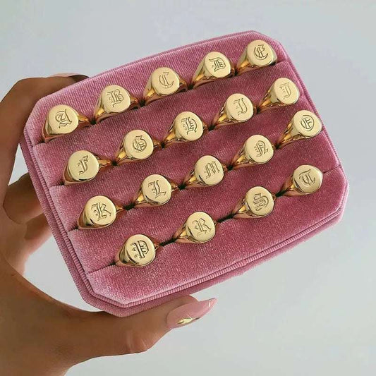 Gothic A-Z Initial Letter Rings for Women Vintage Metal Alphabet G Color Ring Female Fashion 2022 Trendy Jewelry Bague Femme