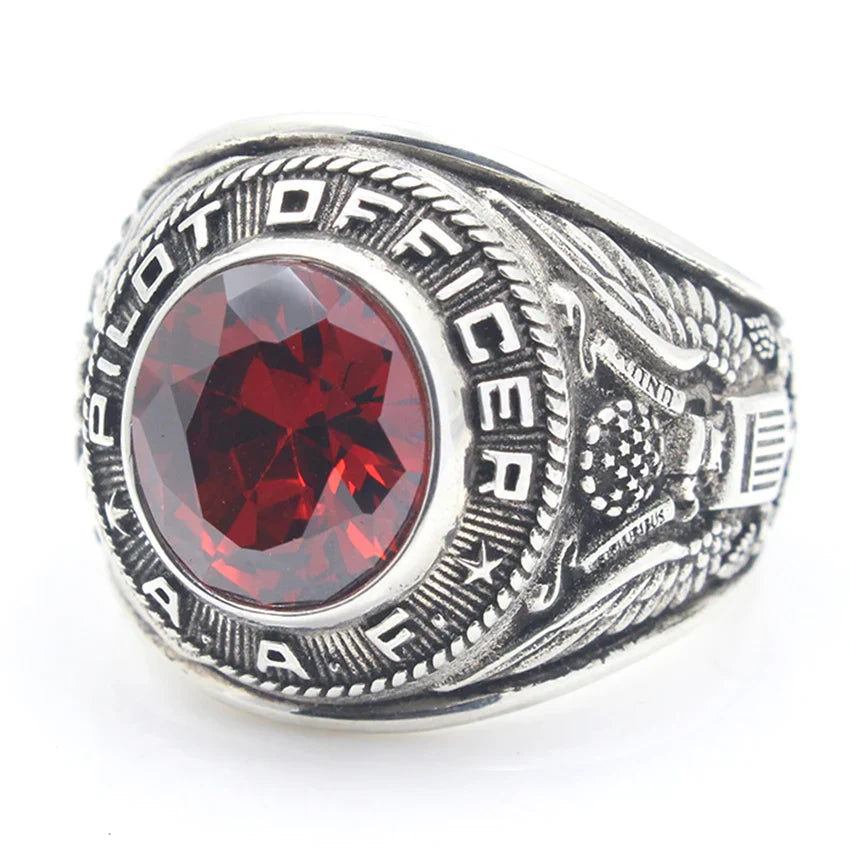 Vintage Air Force Poilt Office AAF Military Sterling Silver Ring