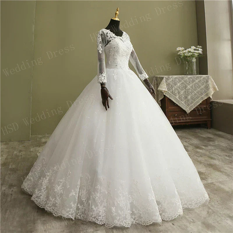 Bridal Ball Gown V Neck Wedding Dress Customized Vestido De Novia Prin