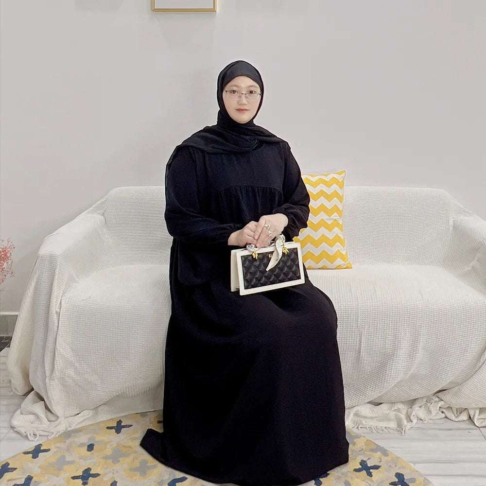 Loriya Wholesale Closed Abaya Women Clothing Islamic  Dubai Pakistan Plus Size Black Abaya Women Muslim Dress