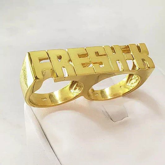 Trendy Custom Name Ring G Personality Hip Hop Numbers Ring two Foldingers WoMen's Fashion Punk Letter Ring Gift