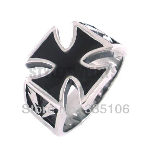Classic German Army Iron Cross Ring Stainless Steel Punk Motor Biker Men Jewelry Swr0125