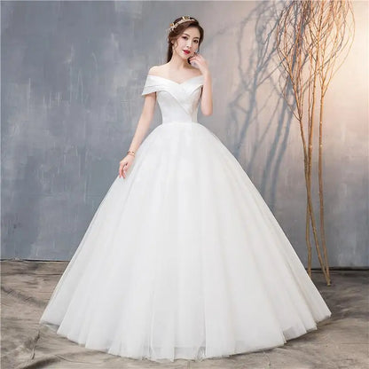 Wedding Dress 2024 New  V-neck Lace Up Ball Gown Off The Shoulder Simple Wedding Dresses Vestido De Noiva Customized