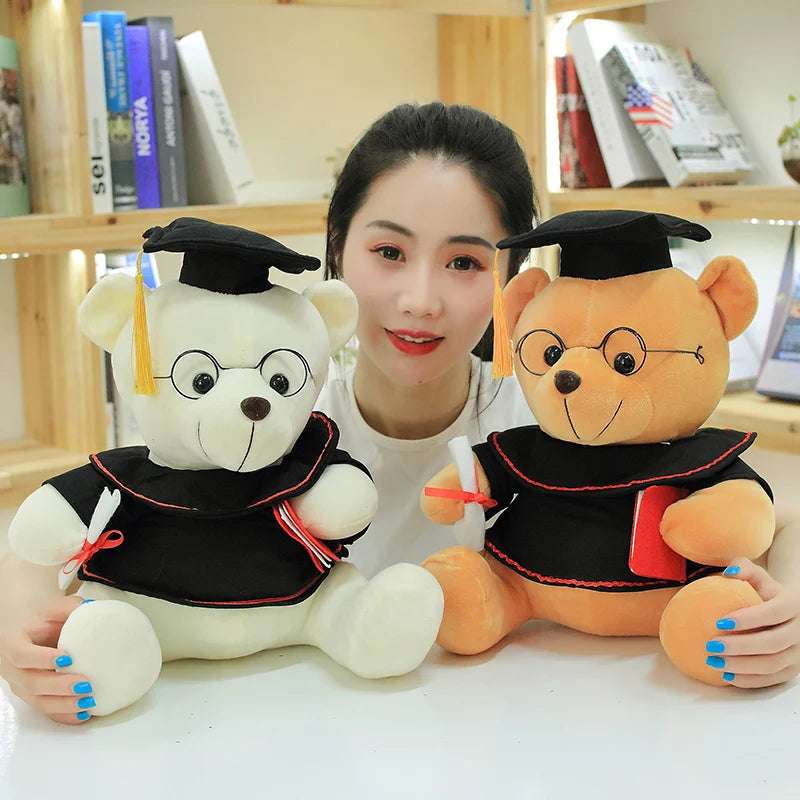 1pc 18/23cm  Dr. Bear Plush Toy Stuffed Soft Kawaii Teddy bear Animal Dolls Graduation Gifts for Kids Children Girls