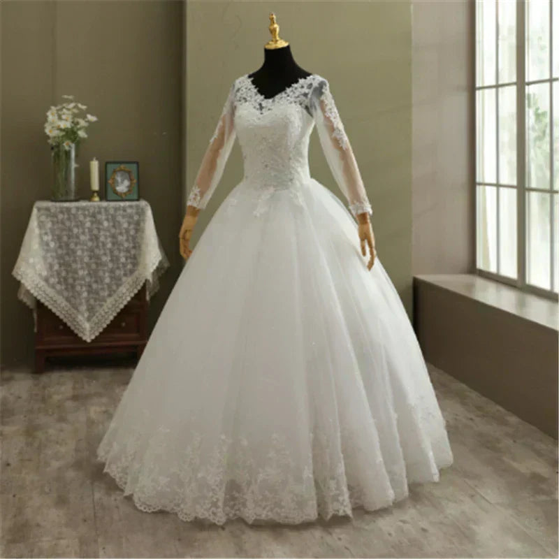 Bridal Ball Gown V Neck Wedding Dress Customized Vestido De Novia Prin