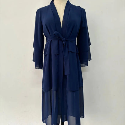 Wholesale Islamic Clothing Dubai Turkey Kid Abaya Babygirl's Muslim Dress 3-Layer Chiffon Open Abaya for Child