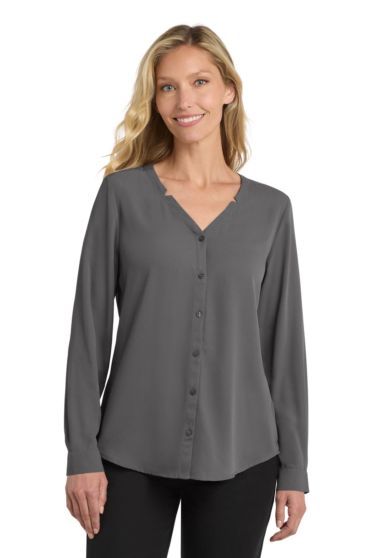 Port Authority® Women's Long Sleeve Button-Front Blouse. LW700
