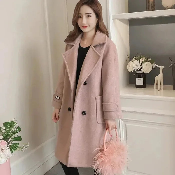 Fashionable Woolen Coat Women Mid-Length Korean Style  Of The Season New Spring Autumn Slimming Versatile Tweed Jacket