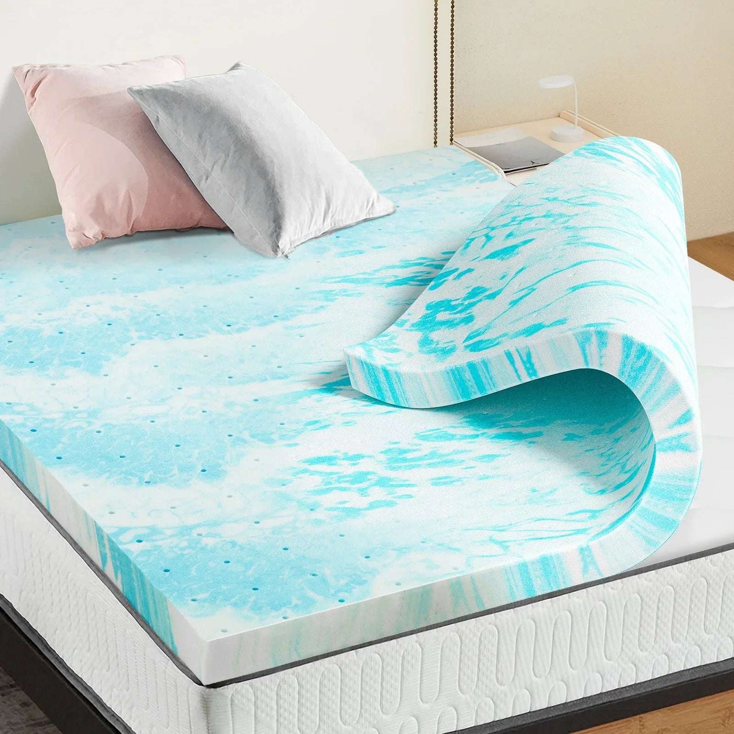 2-3 " Gel Memory Foam Mattress Topper Full Size Cooling Mattress Soft And Breathable Bed Topper School Bedroom Furniture