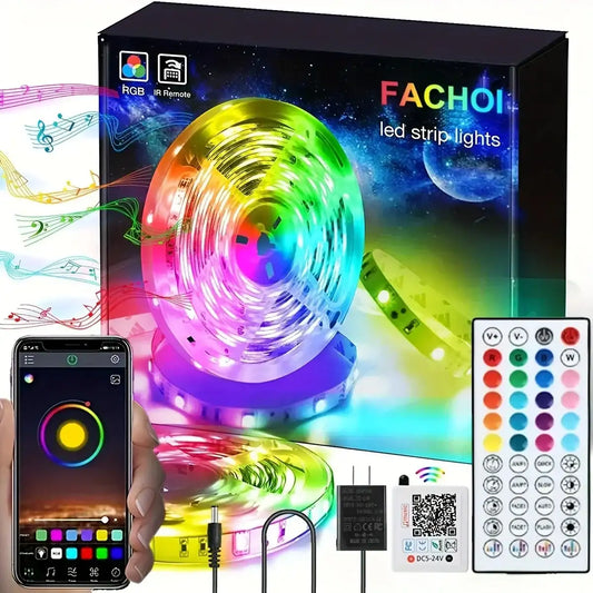16Ft/49Ft/98Ft/196Ft Long Led Strip Lights - Color-Changing Music Sync Led Rope Lights With 44-Key Remote And Phone App Cont