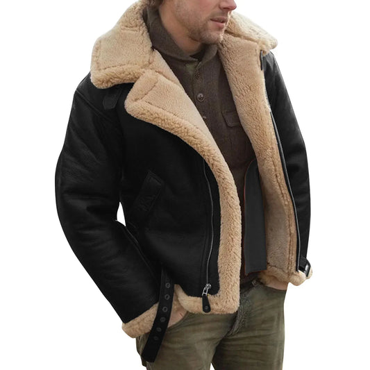 Men'S Solid Color Zipper & Button Pocket Work Jacket “ Casual Long Coat Winter Outerwear