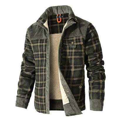 Men's Jackets Winter Windproof Warm Casual  Coat Plaid Sherpa Lined Fl
