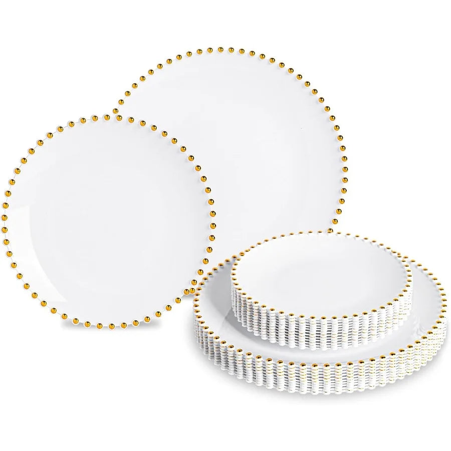 50Pcs Elegant Disposable Dinnerware Party Set For Wedding And Birthday Celebrations Includes 25Pcs 10 Dinner Plates And 25Pcs 7