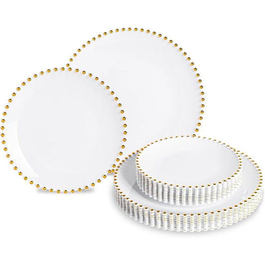 50Pcs Elegant Disposable Dinnerware Party Set For Wedding And Birthday Celebrations Includes 25Pcs 10 Dinner Plates And 25Pcs 7