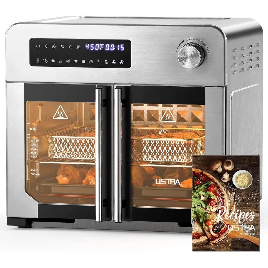 French Door Air Fryer Toaster Oven Combo With Convection Cooking Function 10-In-1 Multi-Functional Countertop Appliance For Hea