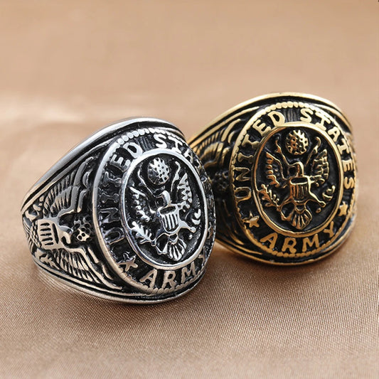 Vintage U.S. Army Eagle Rings For Men Stainless Steel U.S. Army Ring Marine Corps Badge Ring Fashion Jewelry Gift Dropshipping