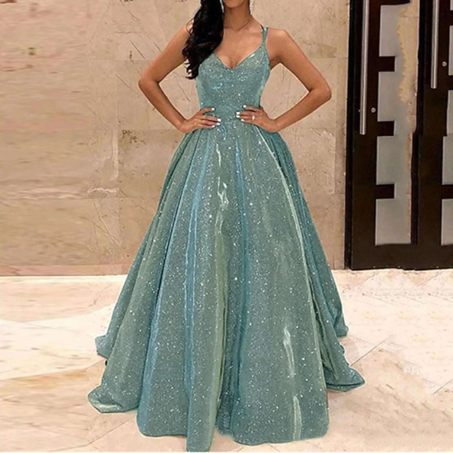 2022 Women's Fashion Sling Slim Dress Evening Dress Long Silk Dress fo