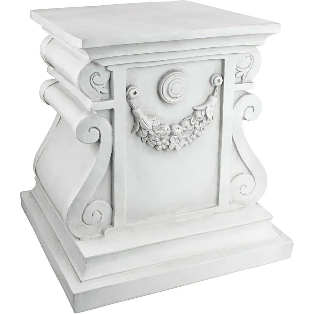 Classic statue garden base riser, large size, hand cast resin, antique stone veneer