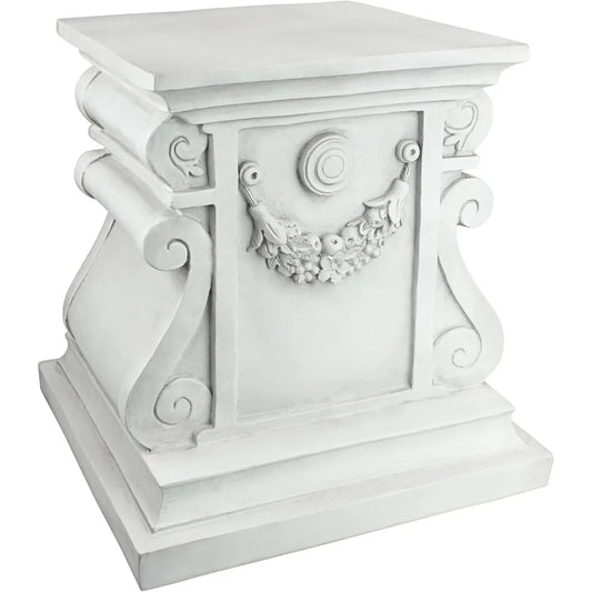 Classic statue garden base riser, large size, hand cast resin, antique stone veneer
