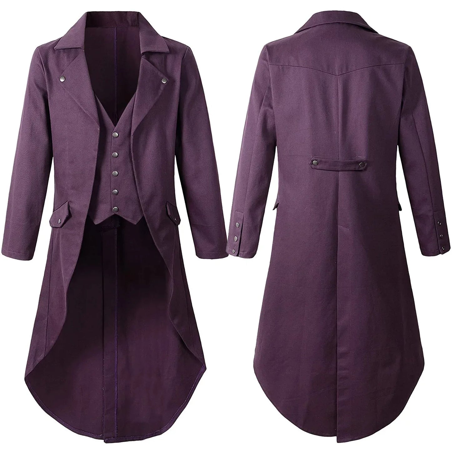 Adult Men Medieval Cosplay Black Jackets Devil Fashion Gothic Steampun