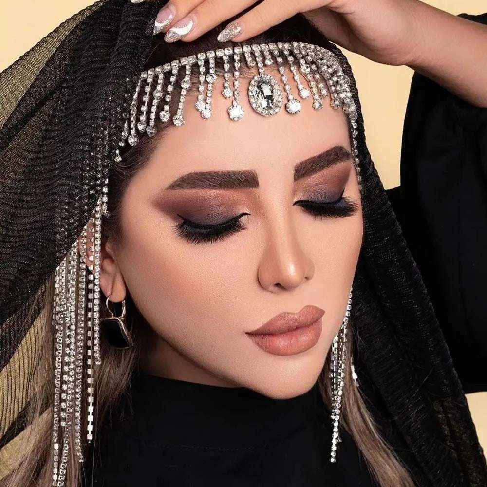 Rhinestone Crystal Tassel Hair Chain Headband  Bridal Head Chain Jewelry For Women