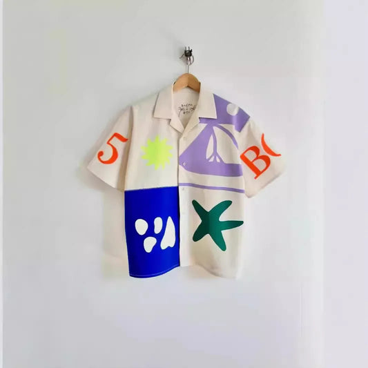 2025 printemps la mode maison loisirs motif trique bouton conception col haut chemise haute shirts for Men's