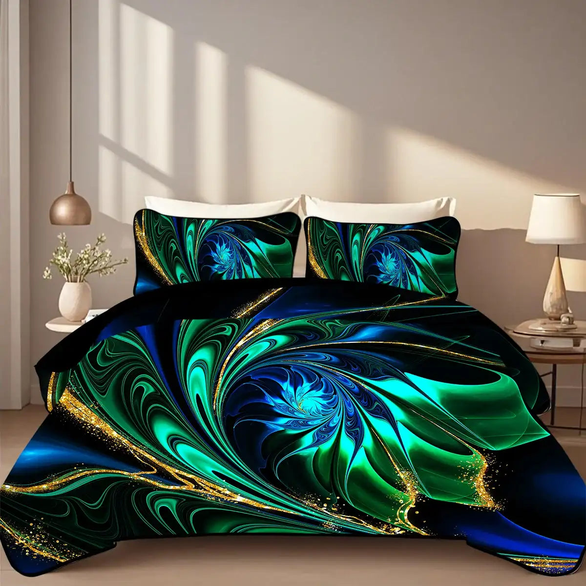 2/3-Pcs Floral Printed Quilt Set, Cal King, Durable, Breathable and Unique Summer Bedding Set, Quilt, 1/2 Pillowcase
