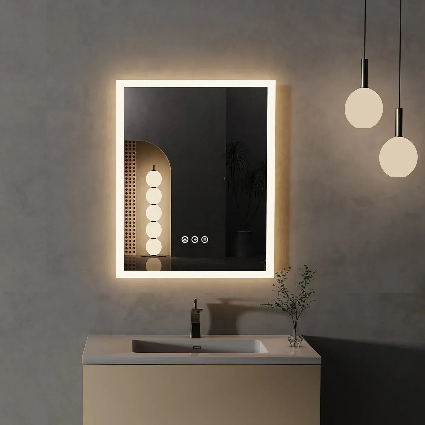 16X20 " Led Lighted Bathroom Mirror With Anti-Fog, Wall Mounted Vanity Mirror With Smart Touch Button, Memory Function
