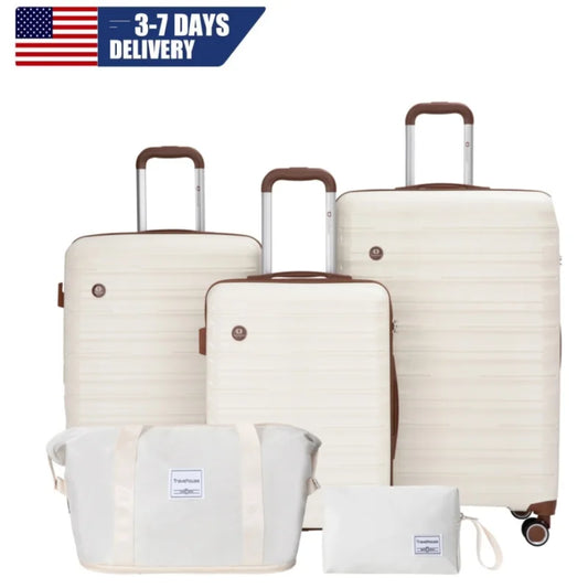 Luggage Sets 5 Piece,Suitcases with Double Spinner Wheels and TSA Lock,Hardcase 3 set Luggage with Travel Duffle Bag
