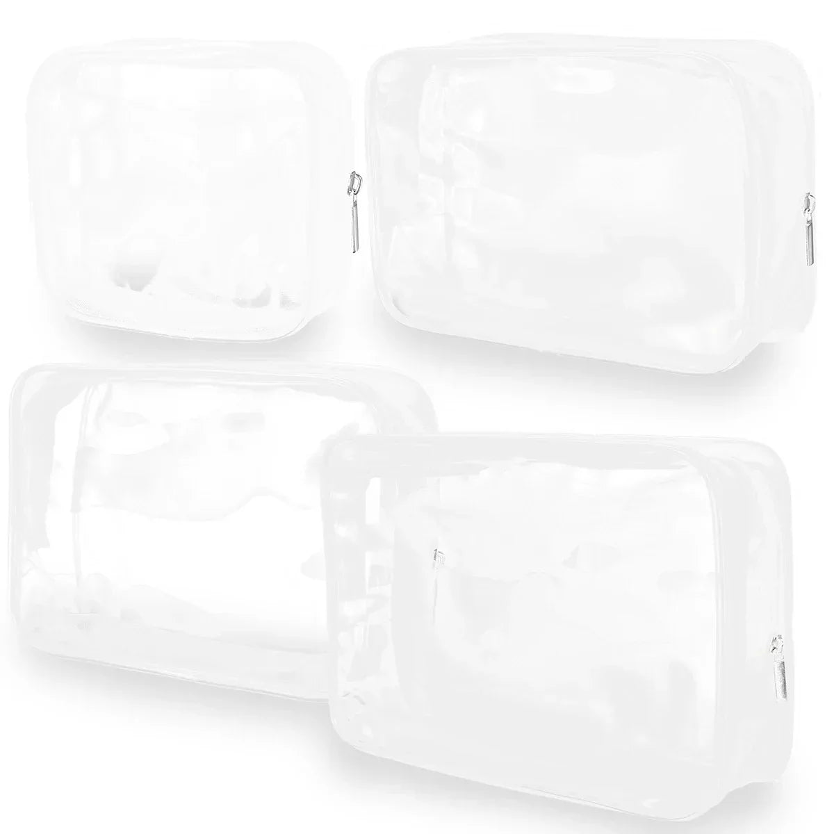 4 Pcs Clear Toiletry Bag PVC Travel Cosmetics Bags Transparent Toiletry Makeup Bags Multi-Size Toiletry Organizer Zipper Pouch