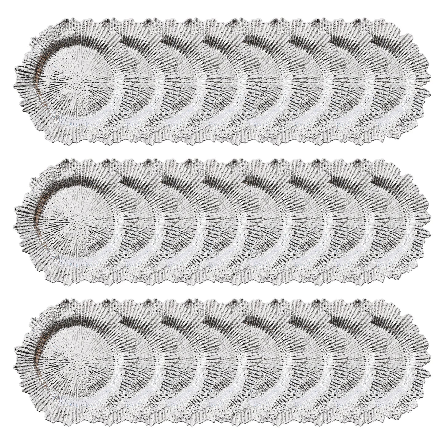 Luxury 24-Piece Gold/Silver Charger Plates Set For Weddings & Events,Pp Coral Texture, Anti-Slip Edges, Stackable, Dishwasher