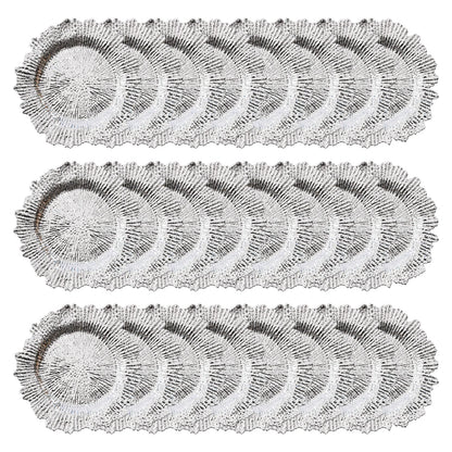 Luxury 24-Piece Gold/Silver Charger Plates Set For Weddings & Events,Pp Coral Texture, Anti-Slip Edges, Stackable, Dishwasher