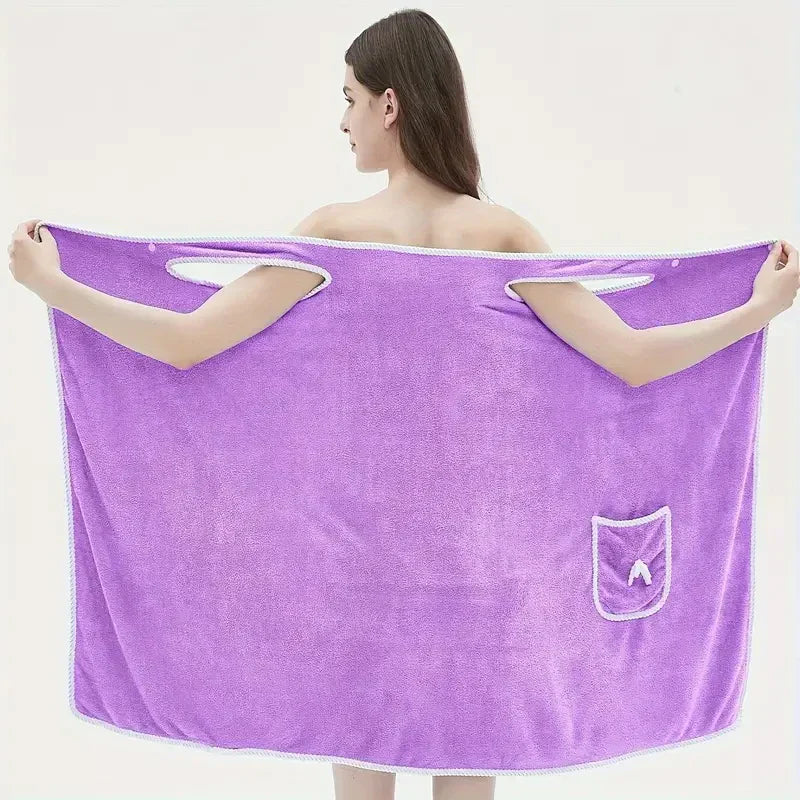 Wearable Bath Towel, Bowknot Coral Velvet Bath Skirt For Adults, Water Absorption, Quick Drying, Bath Towel, No Hair Loss, Bath